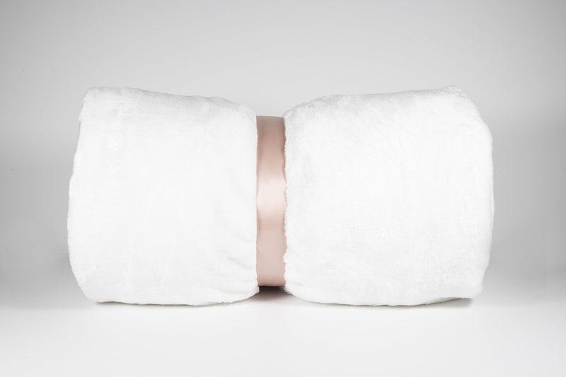 Ultra-soft cozy microfiber throw blanket with silver or pink ribbon. Ultimate comfort